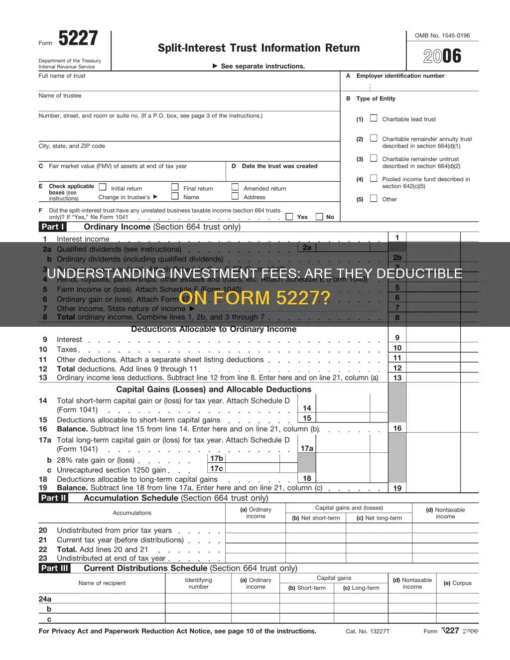 are investment management fees allowed on form 5227