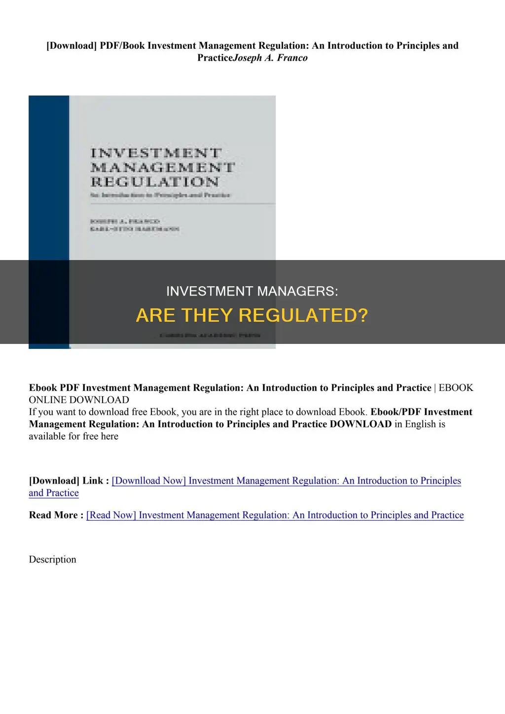 are investment managers regulated