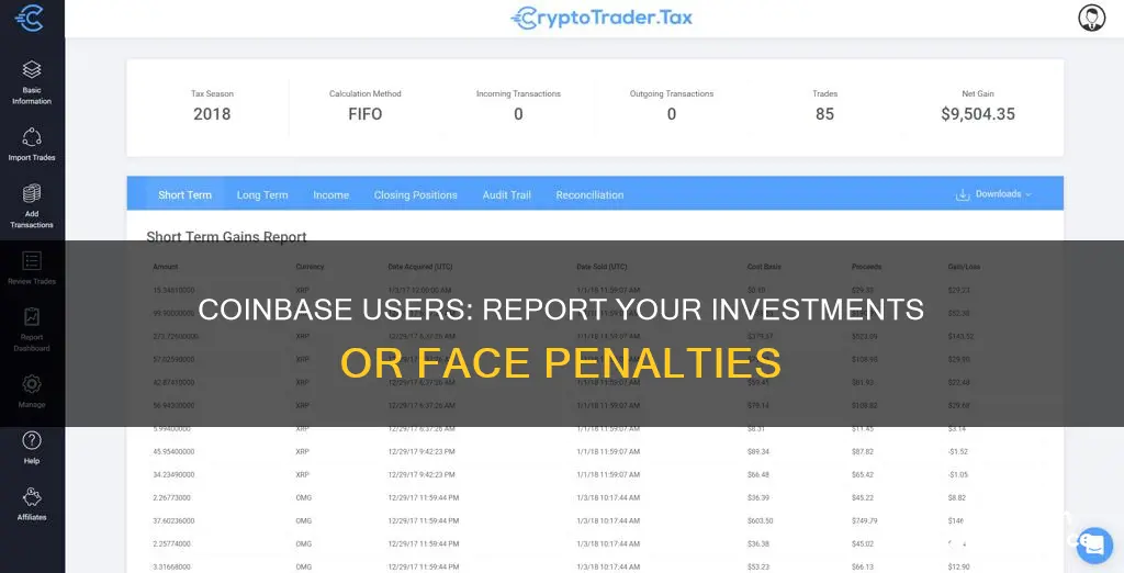 do I have to report my investments on coinbase