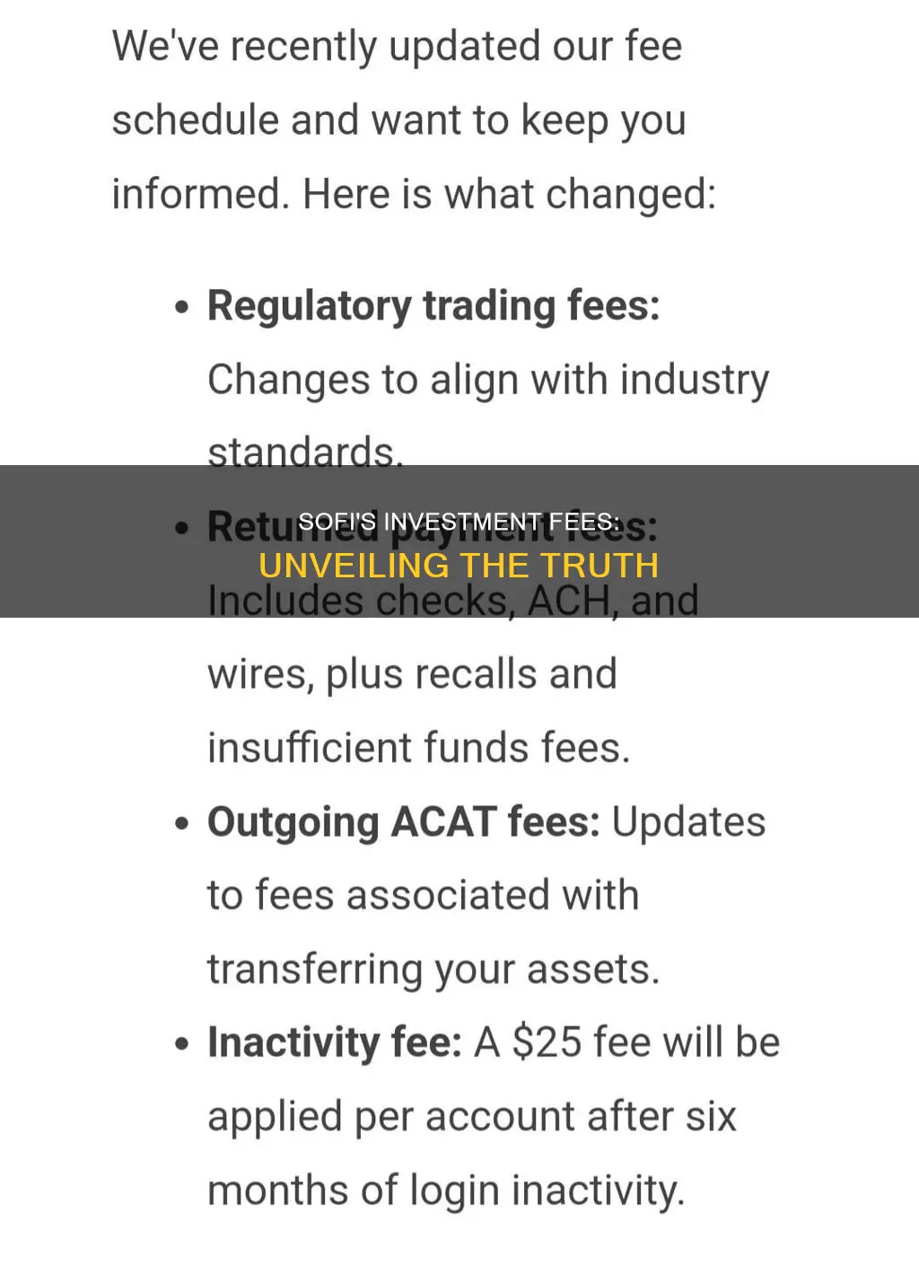 does sofi charge an investing work