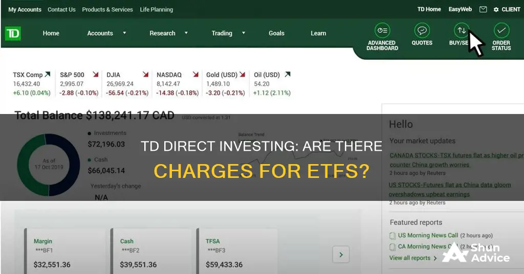 does td direct investing charge for etf