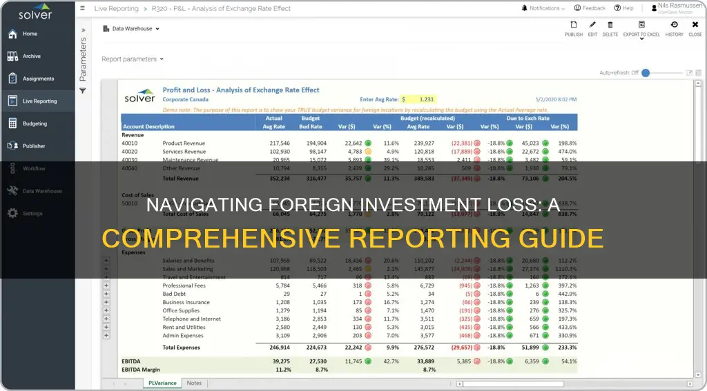 how do I report foreign investment loss