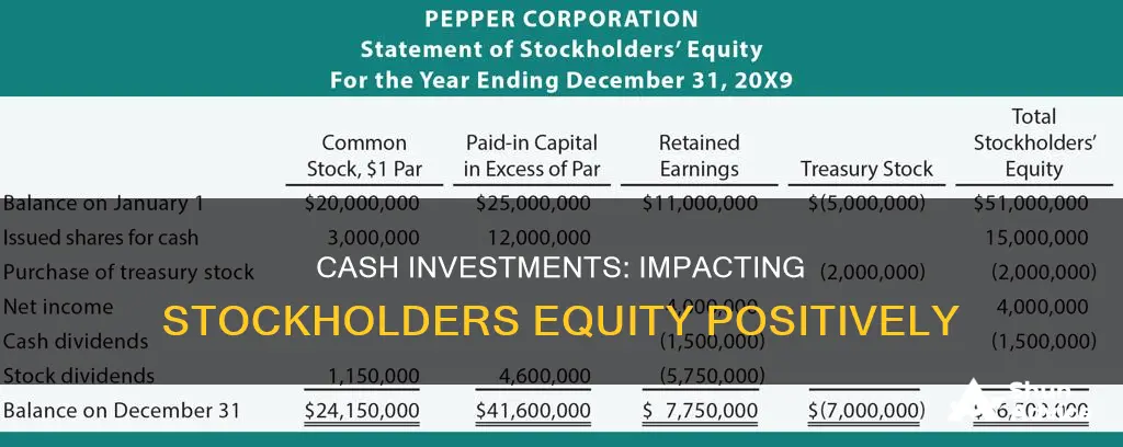 how does a cash investment affect stockholders equity