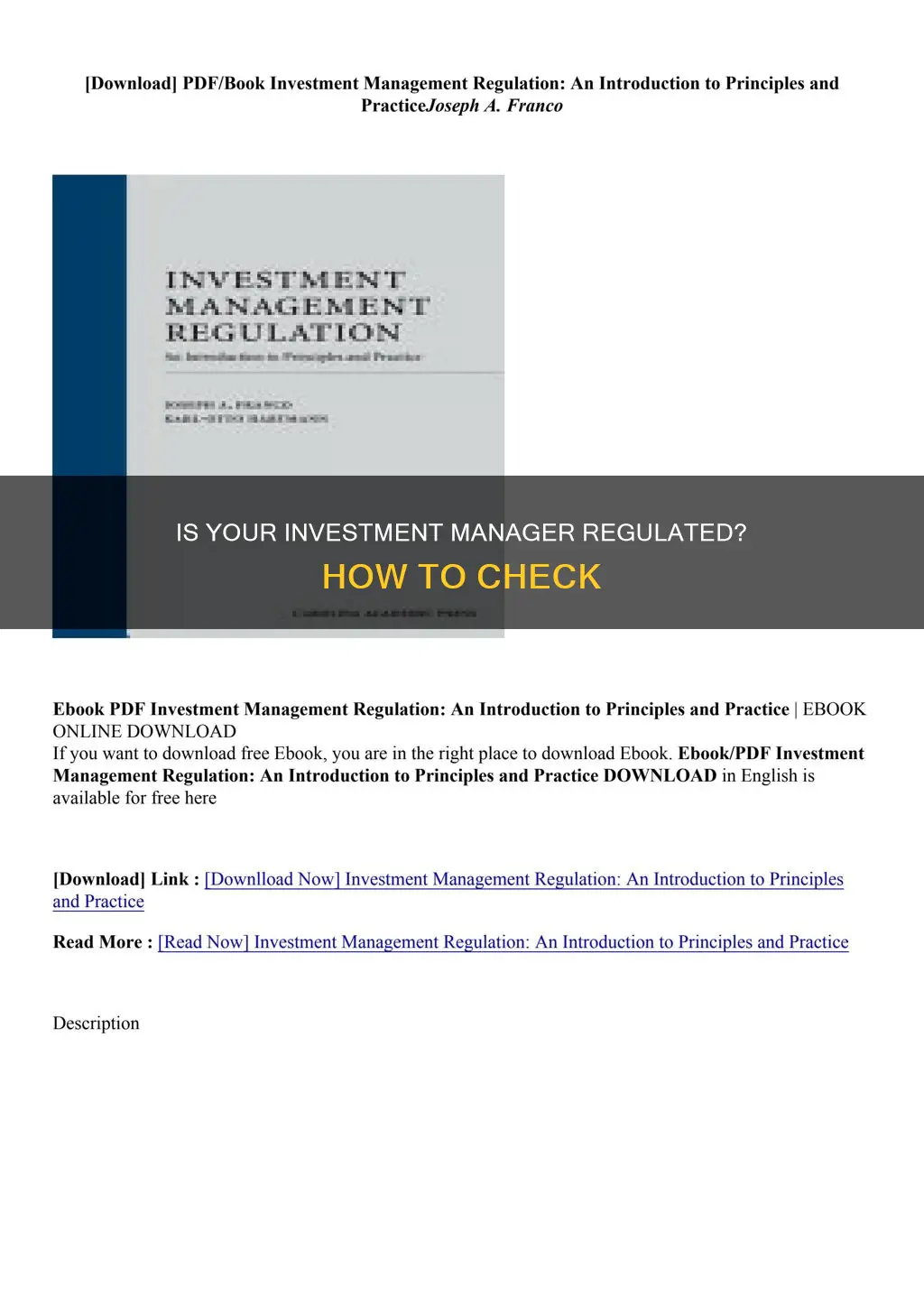 how to find if an investment manager is regulated