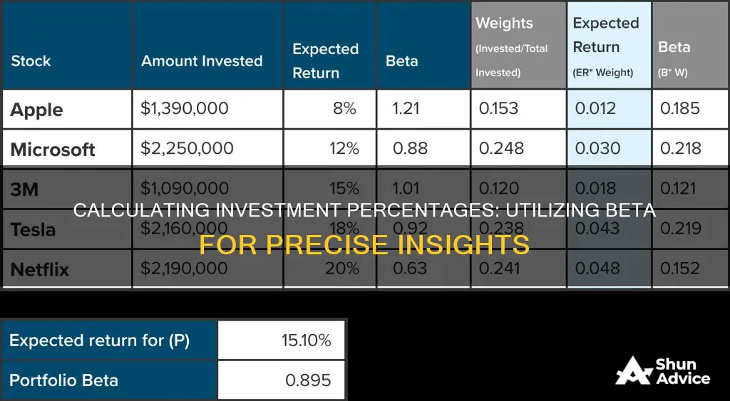 how to find the percentage of an investment using beta