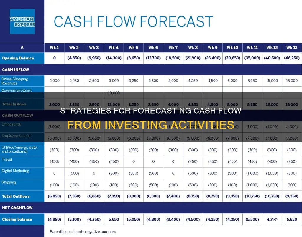 how to forecast cash flow from investing activities