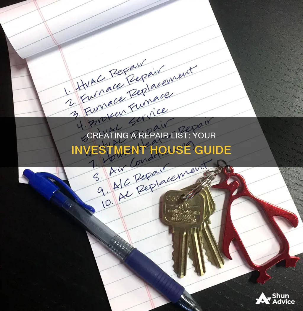 how to make a repair list for an investment house