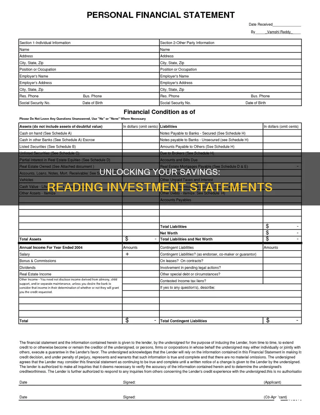 how to open savings investment statement