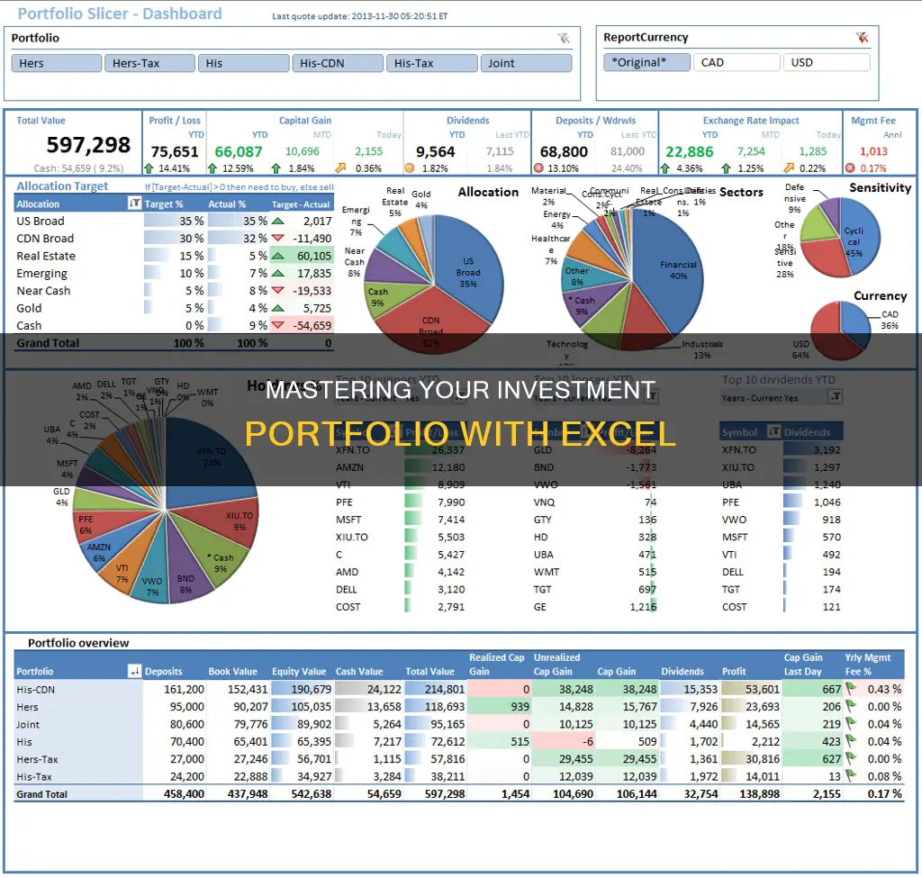 how to organize keep track of investments portfolio excel