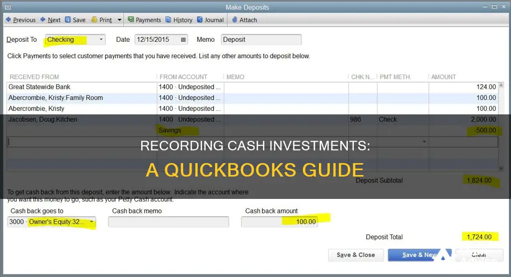 how to record cash investment in quickbooks