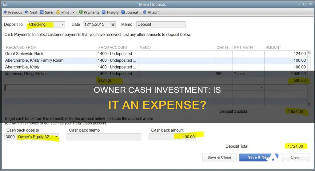 is a cash investment from the owner considered an expense