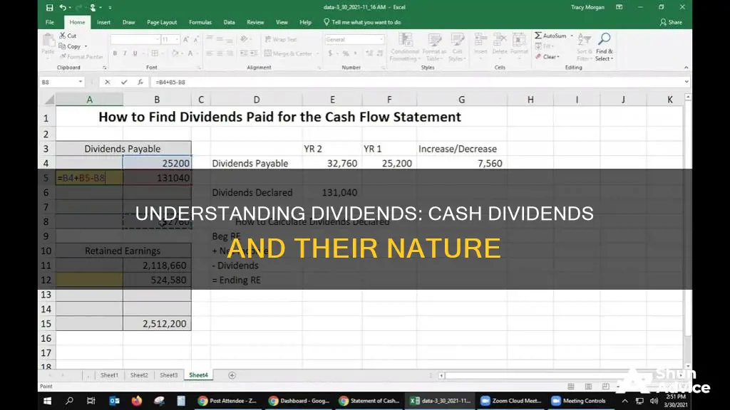 is cash dividend financial or operating or investing