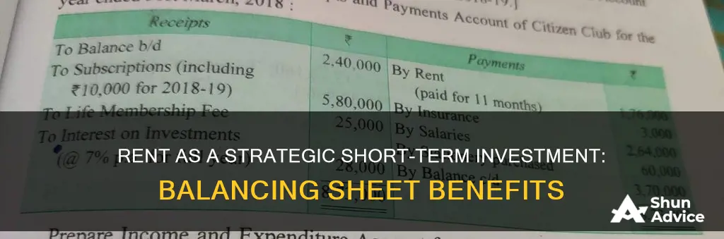 is rent a short term investment balance sheet