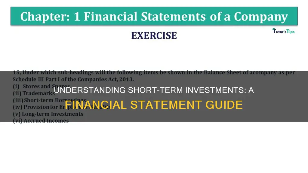 what are short term investments on a financial statement