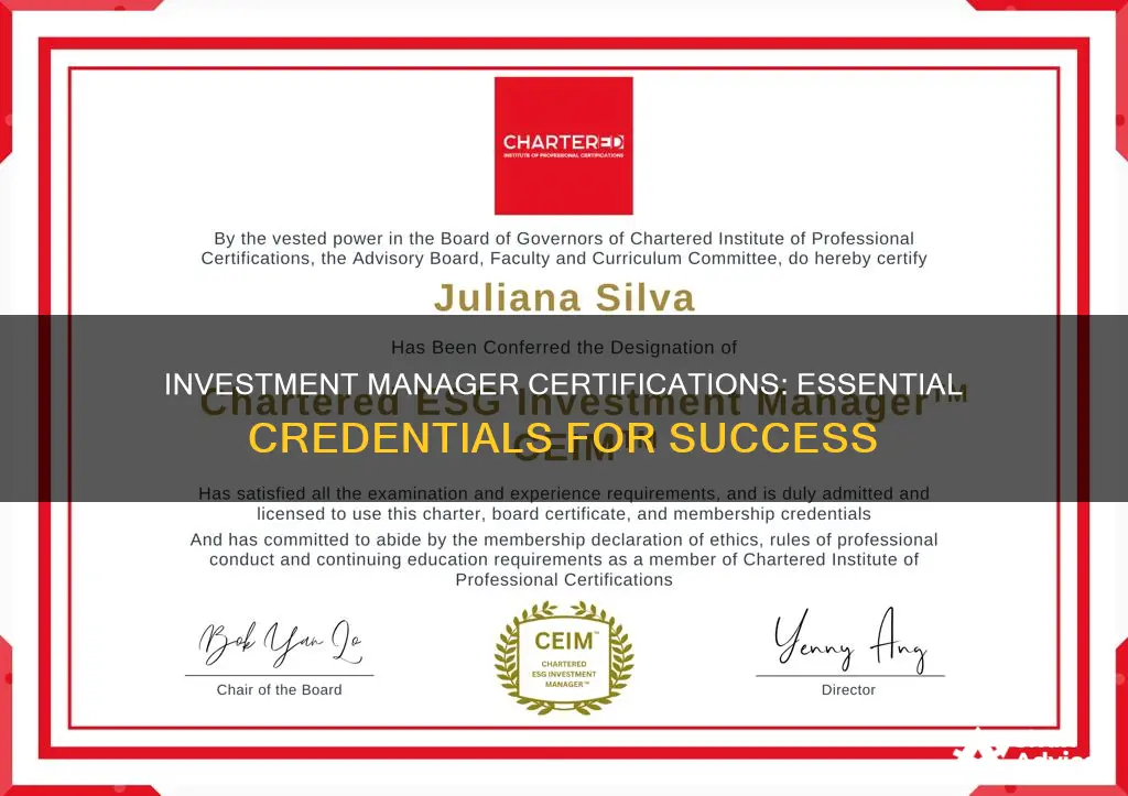 what certifications should an investment manager have