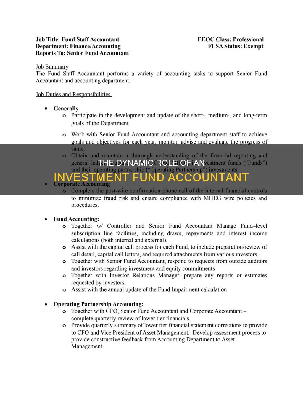 what does an investment fund accountant do