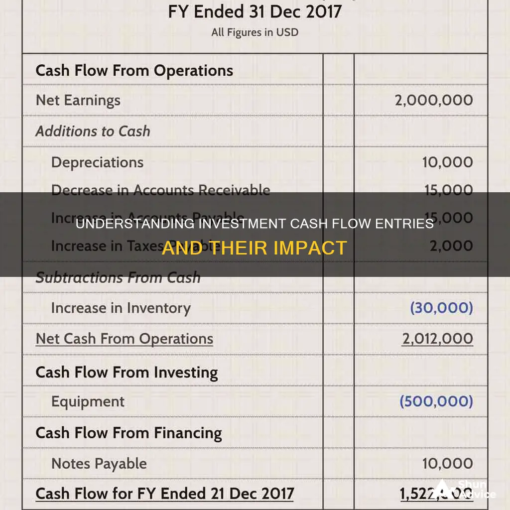 what entries fall in cash flow from investing