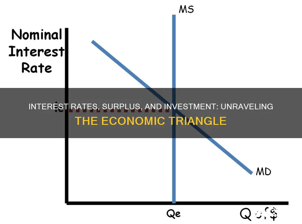 what happensto interest rates and investment if surplus