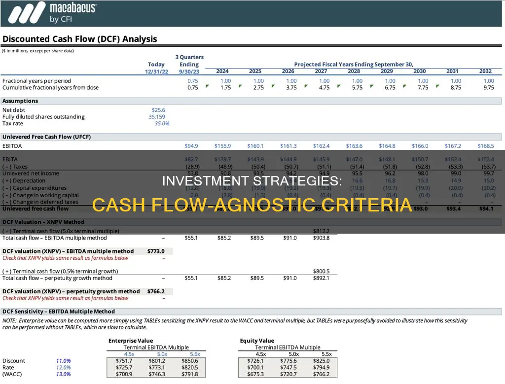 what investment creteria disregards cash flow in its formula