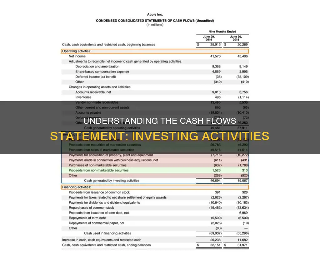 what is in investing section of cash flows