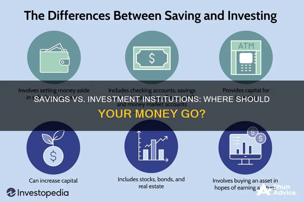 what is the difference between savings institutions and investment institutions