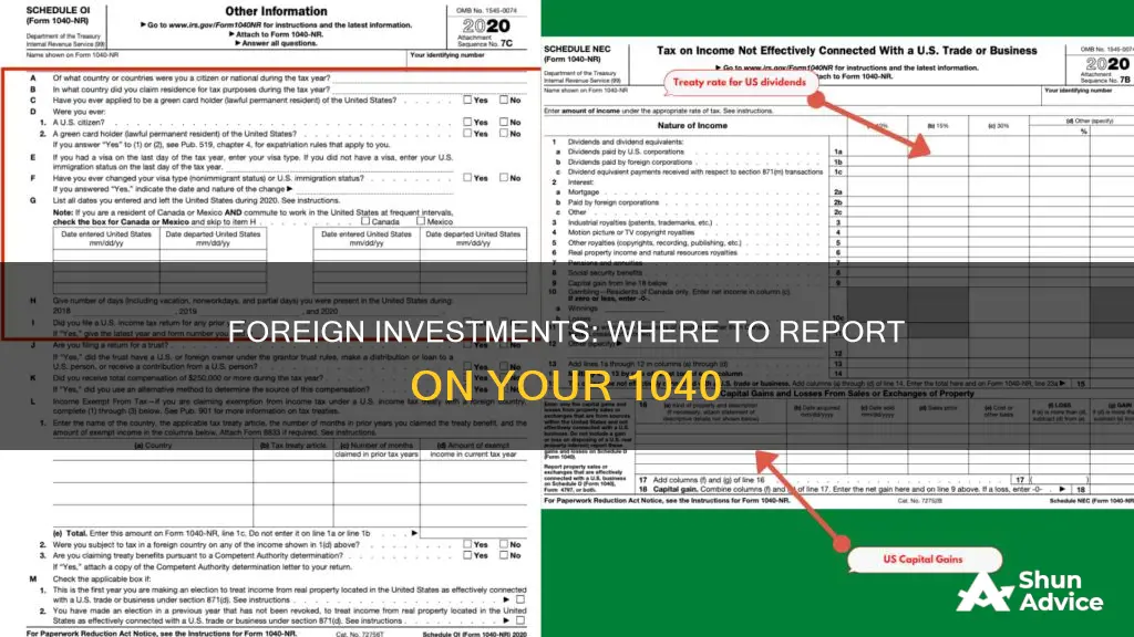 where on 1040 is foreign investments