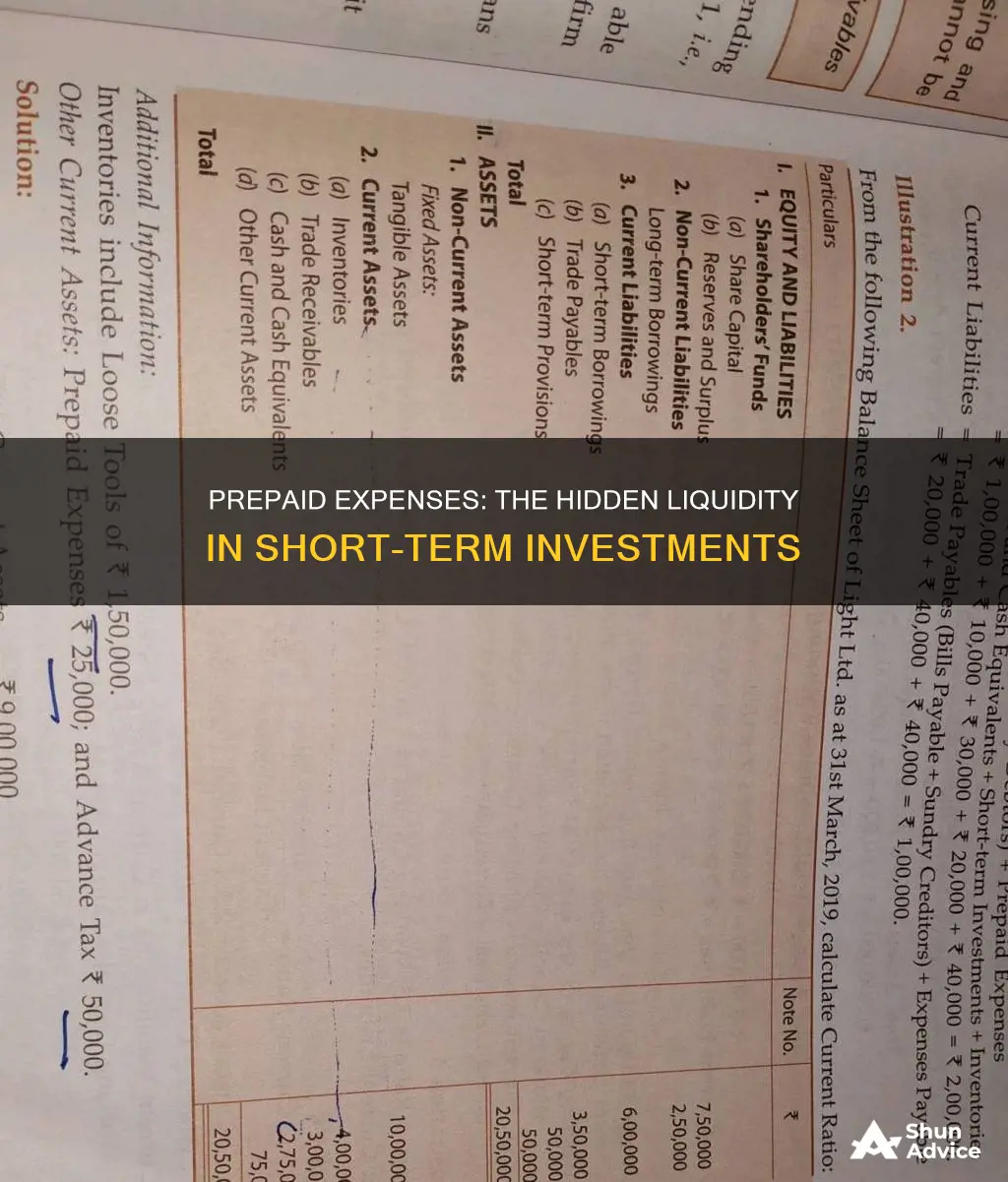 which is more liquid short term investments or prepaid expenses