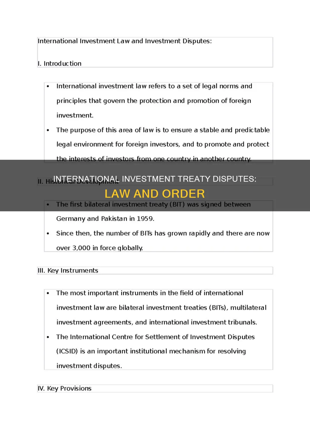 which law is used in itnernational investment treaty disputes