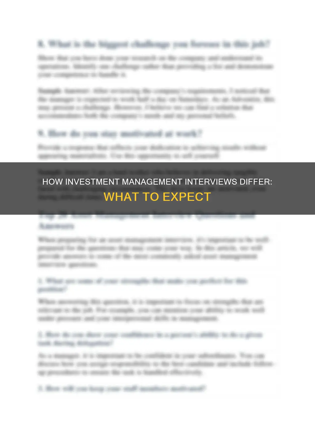 why investment management interview