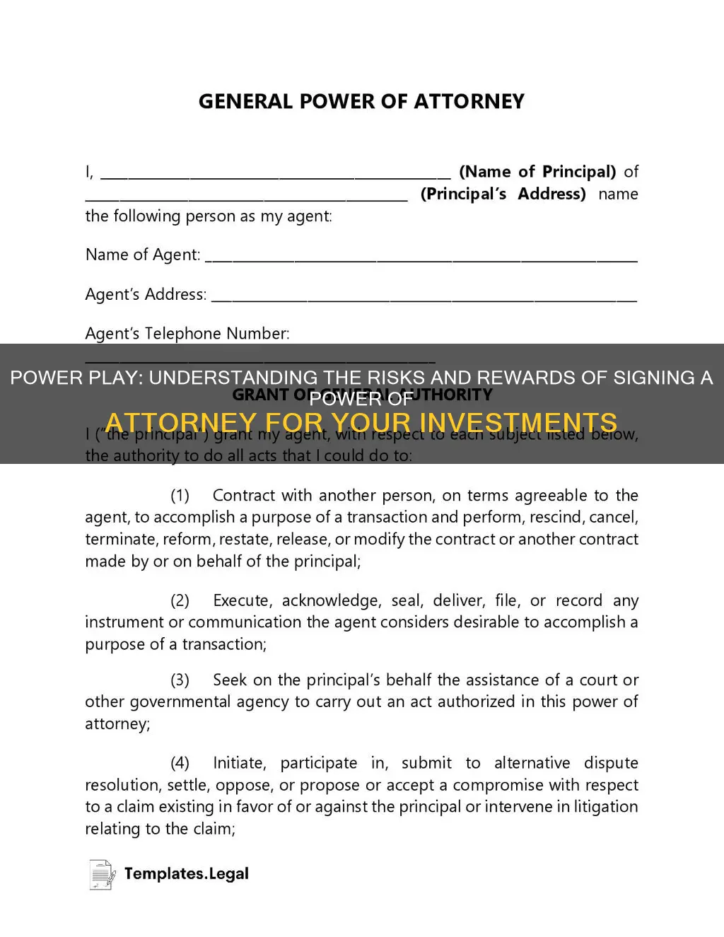 will you sign a power of attorney in your investment